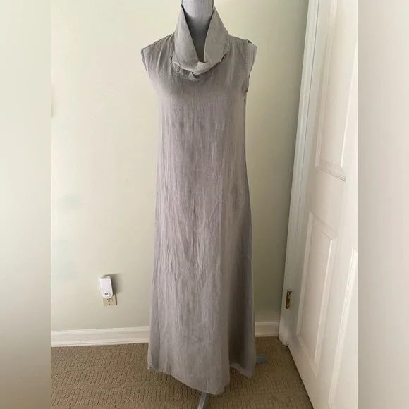 Francesca Bettini Fango Cowl neck midi dress gray. Made in Italy NWT - Picture 3 of 7
